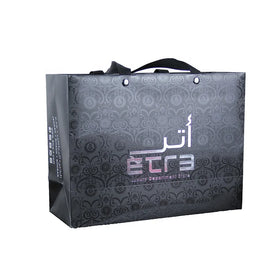 Custom Shopping Bags Clothing Boutique Garments Products Packing Paper Tote Bag with SPOT UV and Silver Foil