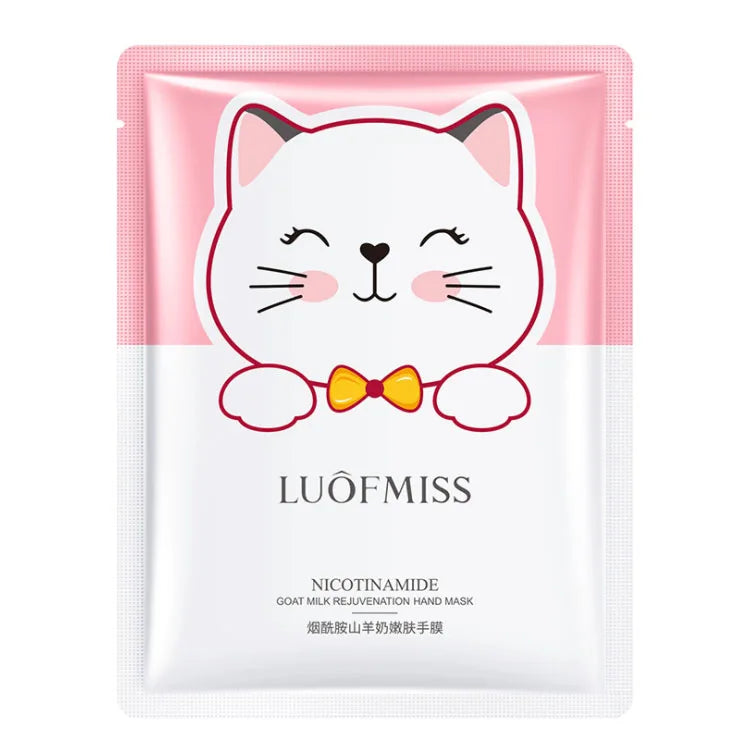 Wholesale Organic Niacinamide Goat Milk Rejuvenation Cat Hand Mask for Moisturizing Whitening Exfoliating Skin Care