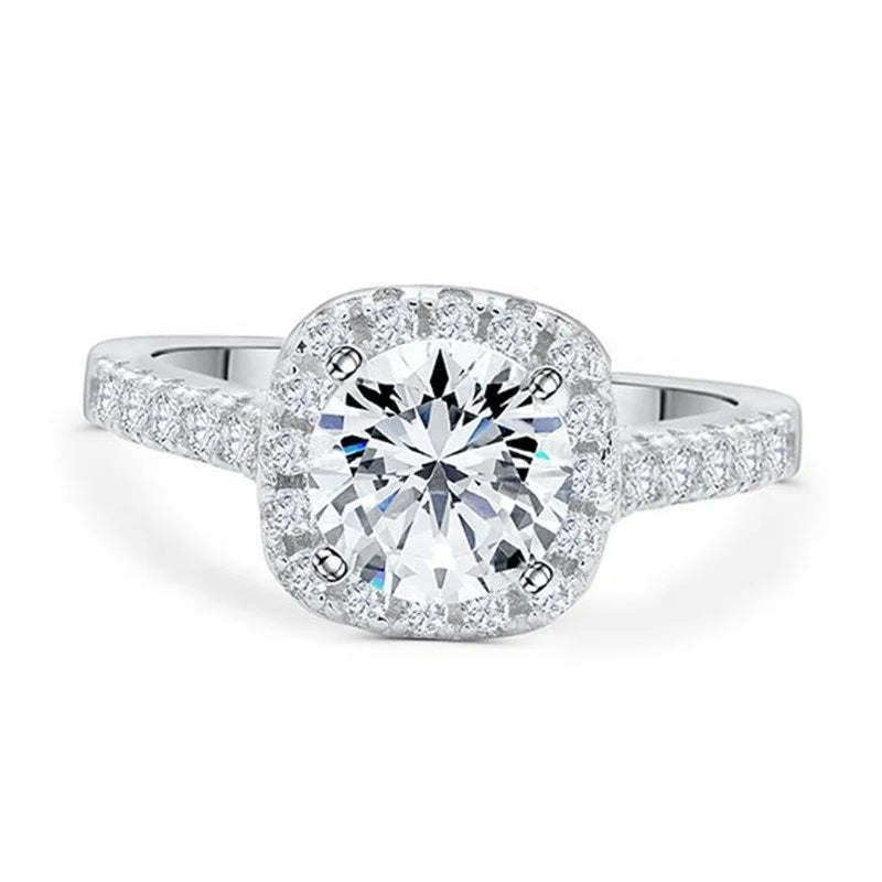 YFN Fine Jewelry 925 Sterling Silver Cushion Cut CZ Diamond Engagement Wedding Ring