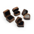 Laser Engraved LOGO Name Handmade Heart Shape Walnut Wood Ring Box Engagement Ring Holder Wedding Jewelry Box
