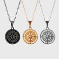 In Stock Hip Hop 316l Stainless Steel Medusa Travel Compass Pendant PVD 18k Gold Silver North Star Pendant Mens Compass Necklace