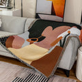 Wholesale Abstract Thick Hand Woven Photo Plaid Sofa Blanket Set