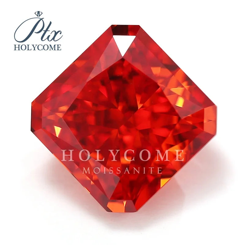 2023 Red Color Square Radiant Cut Moissanite GRA Certified Gems Jewelry Making Loose Gemstones Moissanite