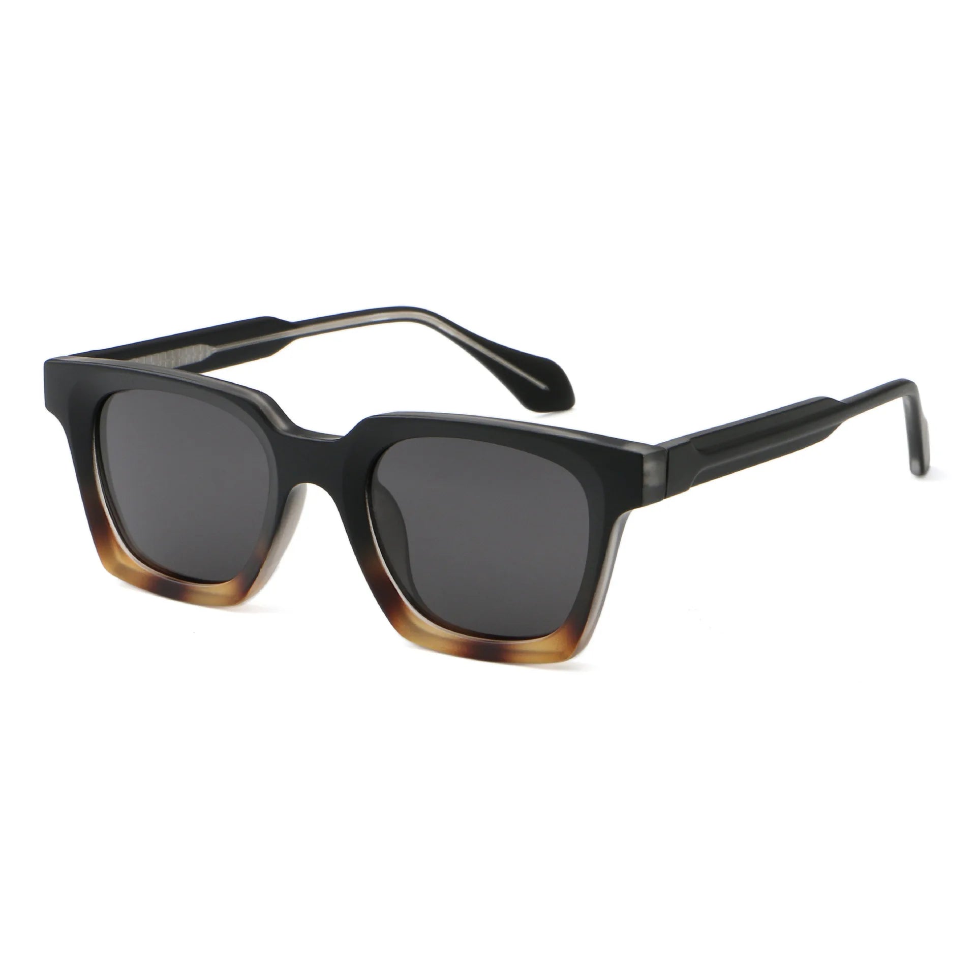 CP Acetate Square Sunglasses Men Women UV400 Polarized Black Green Lens Clear/Brown Frame Customizable Lens Unisex Sun Glasses