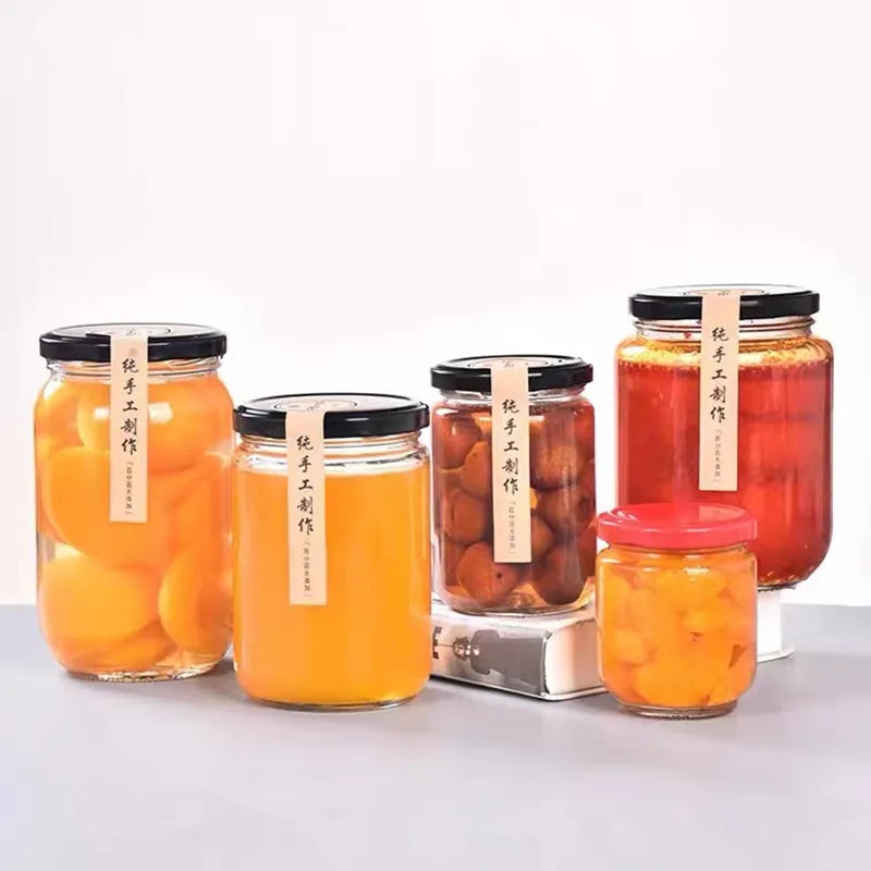 Wholesale clear Glass Bottle Food Jar with Lid 1oz 2oz 3oz 6oz 9oz 11oz 17oz 24oz 34oz Jam Jar Glass Jar for Honey