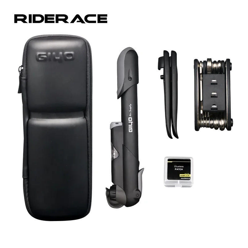 RIDERACE Multi-function Tire Repair Tool Kit Portable Hand Air Pump Tire Lever Bike Inner Tire Patches Cycling Repairing Tools