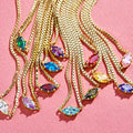 Wholesale Fashion Vintage 12 Birthstone Pendant Gem Necklace Stainless Steel Choker 18K Gold Necklace