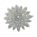 Fashion Popular Wholesale Sun Flower DIY Iridescent Iron on Crystal Rhinestone Patch Applique