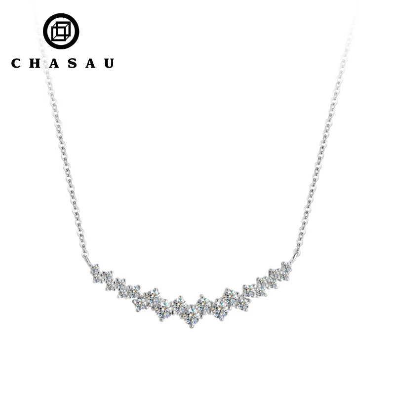 Vintage 925 Sterling Silver Round Cut 0.86Ctw Moissanite Ladies Light Luxury Smile Pendant Necklace for Women