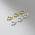 Hot Sales 925 Sterling Silver Vermeil Hollow Zircon Heart Shaped Charm for Jewelry Making Connectors