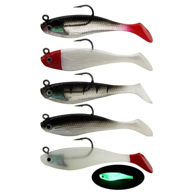 SNEDA Senuelos De Pesca Fishing Pike Lures 8cm 9.25g T-tail Jig Heads Lure With Barbed Hook Factory Wholesale Luminous 5 Color