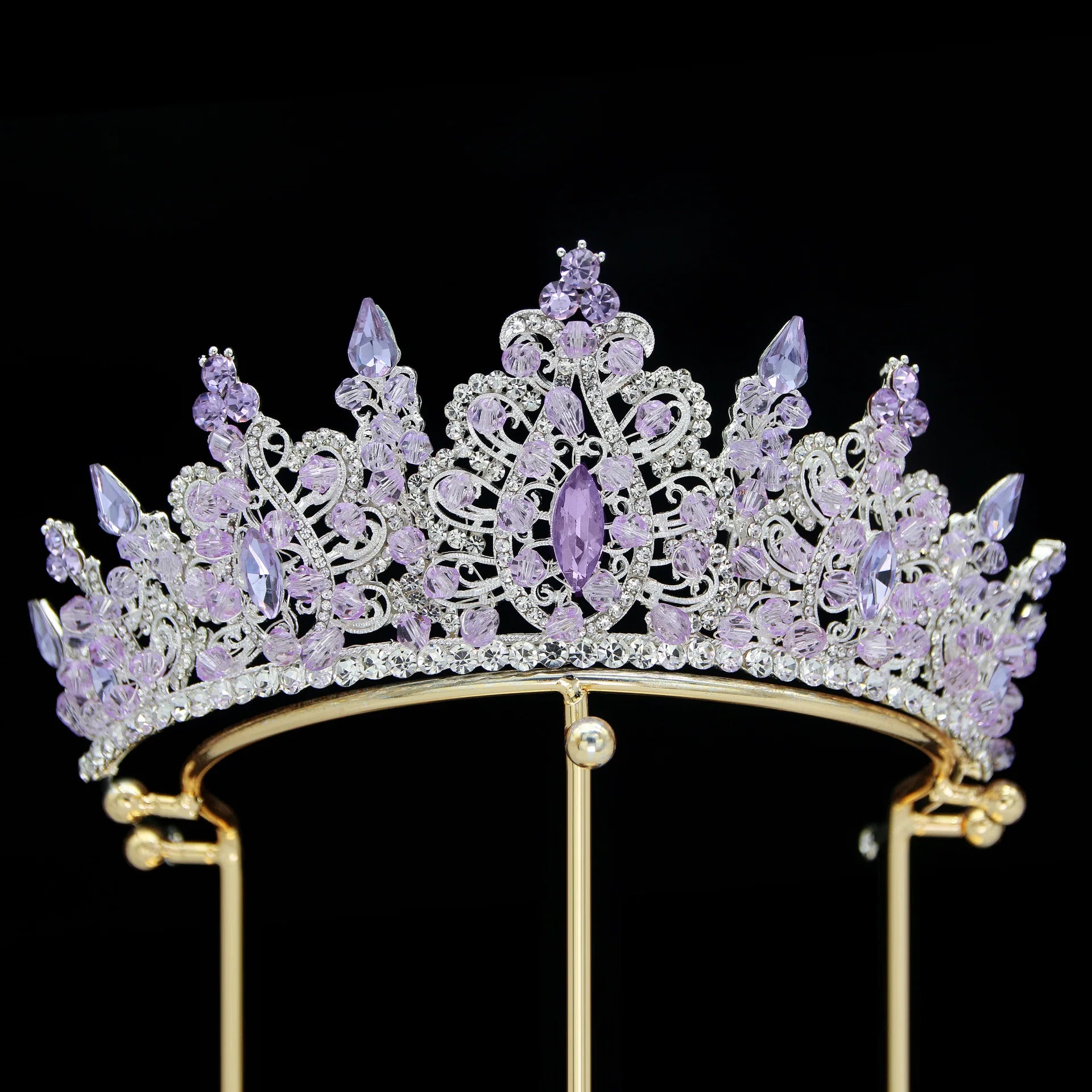 Miallo Multicolor Crystal Bridal Tiaras Alloy Rhinestone Crown Wedding Hair Jewelry for Queen Headpiece