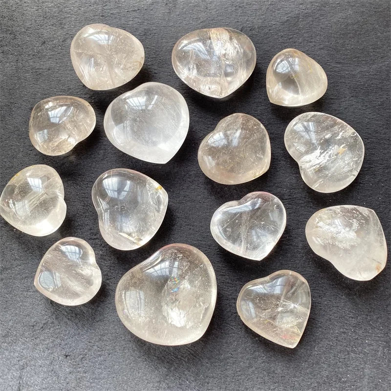 Wholesale Healing Natural Heart Shaped White Crystal Clear Quartz Hearts for Gift