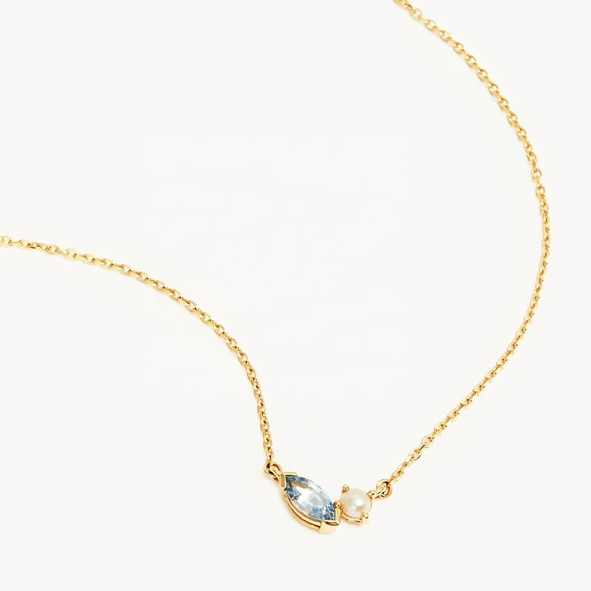 LOZRUNVE 925 Silver 14k Gold Classic Marquise Pearl Necklace Women