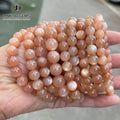 JD GEMS Women Jewelry Elastic Cord Healing Energy Gemstone Beads Bangle 8A Natural Suntone Round Stone Beaded Bracelet
