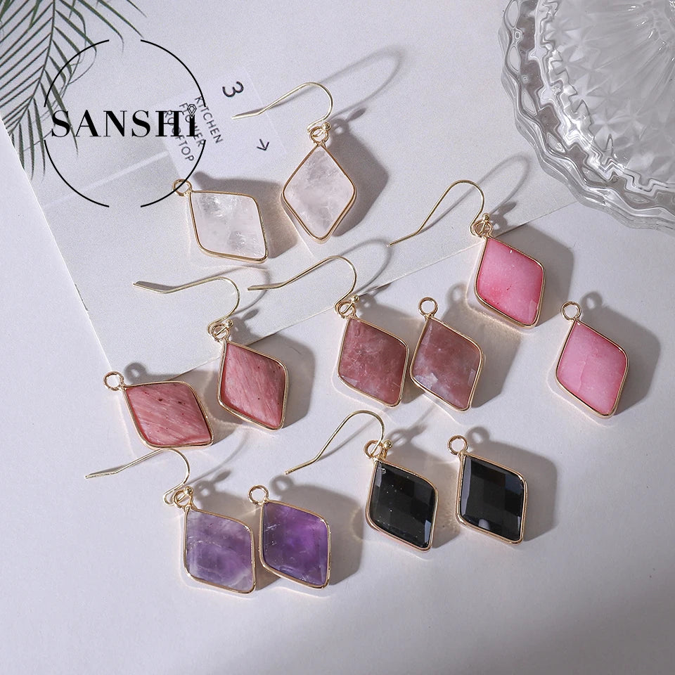 Popular Style Fashion Earrings Natural Amethyst Stone Jewelry Women Earrings