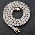 Hip Hop Bling Tennis Chain Single Row Cubic Zirconia Necklace for Men