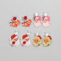 New 2024 Simple Print Christmas Jewelry Cute Santa Pink Santa Hat Red Scarf Koala Animal Student Gift Acrylic Drop Earrings