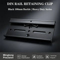 Black Aluminum Alloy DIN 35mm Guide Rail Buckle with Snap Hook C45 Bracket and Mounting Clip for Easy Installation