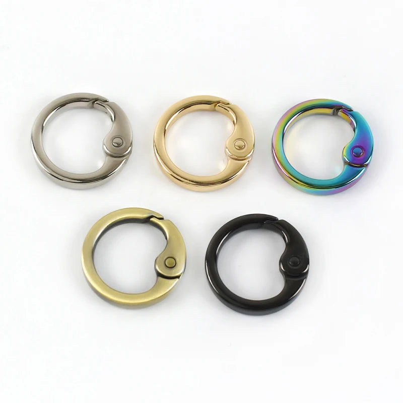 Meetee BF938 20mm Flat Open Spring Ring Hardware Accessories Round Snap Hook Clip Keyring Bag Strap Connection Clasp Ring Buckle