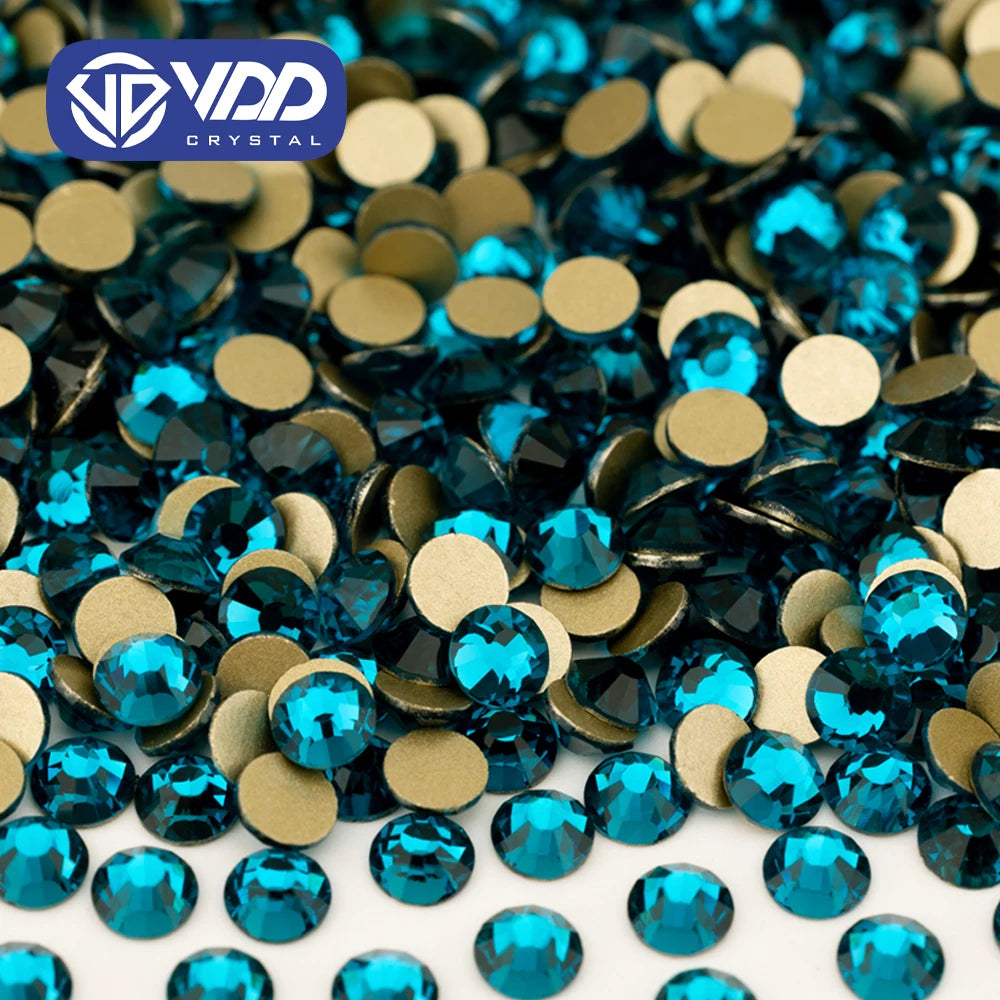 VDD 025 Indicolite High Quality Glass Rhinestones Crystal Glod Back Flatback Strass Stones Nail Art DIY Crafts Decorations