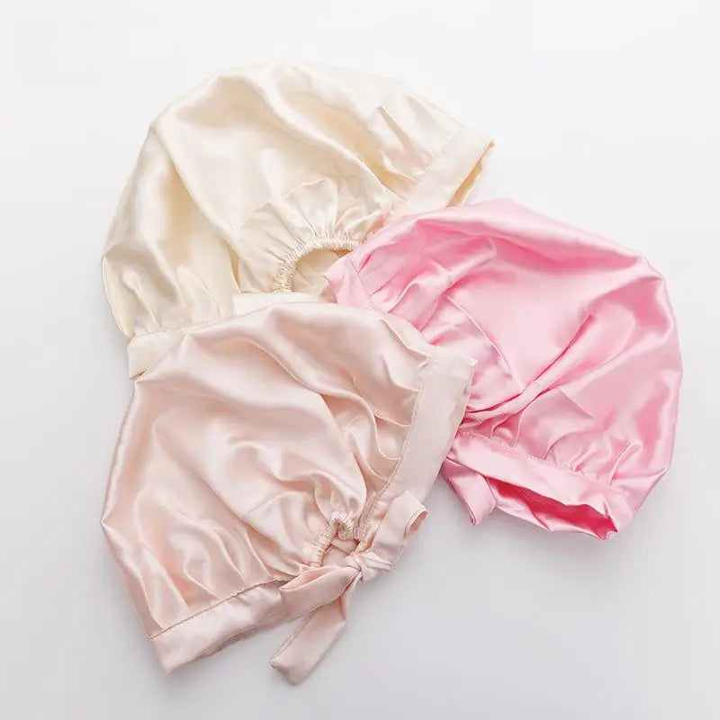 Women's Soft Silk Hair Care Cap with Adjustable Straps Home Use Seamless Sleeping Cap OEM Travel Shower Cap