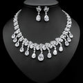 Large Luxury Statement Bridal Diamond Jewelry 3pcs Sets Multi Pear Teardrop Dangle AAA Zirconia Women Wedding Jewelry Set