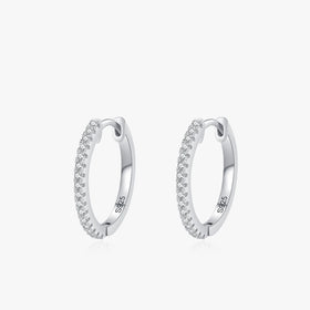 Ailmay Real 925 Sterling Silver Fashion Circle Dazzling CZ Hoop Earrings Buckle for Women Luxury Wedding Statement Jewelry Gifts