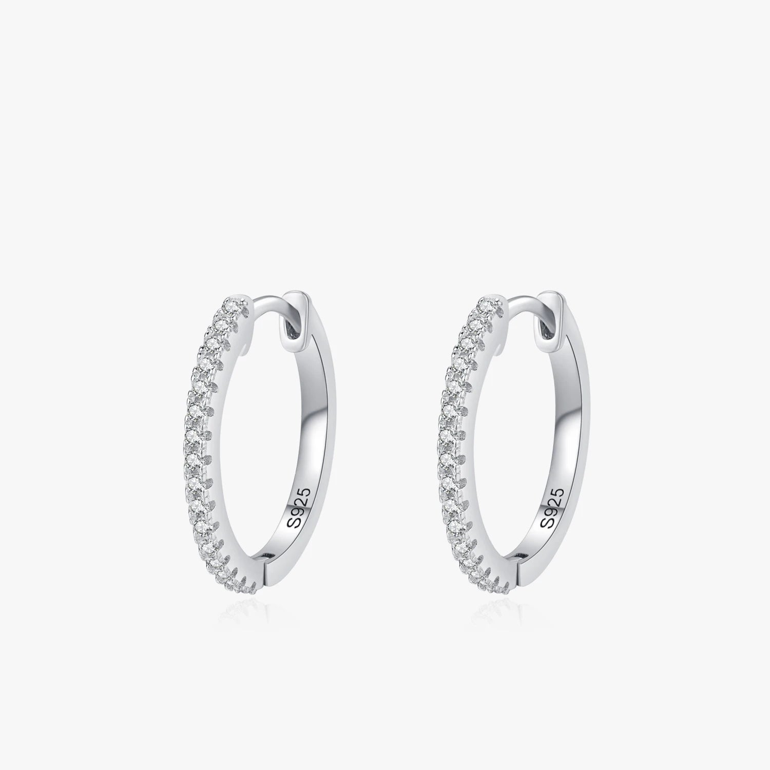 Ailmay Real 925 Sterling Silver Fashion Circle Dazzling CZ Hoop Earrings Buckle for Women Luxury Wedding Statement Jewelry Gifts