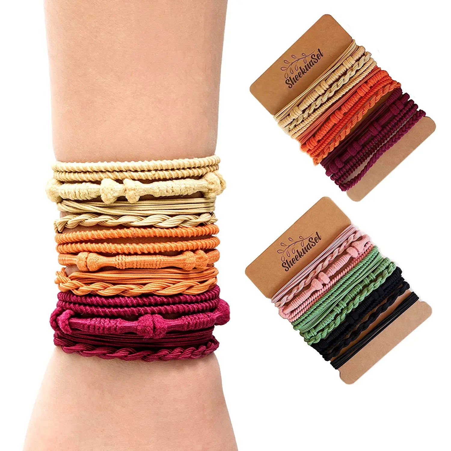 Custom Color Vintage Bohemian Style Bracelet Women Elastic Hair Bands Ponytail Holders Knitting Rubber Hair Band Hair Ties
