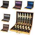 Wholesale 24pcs Stainless Steel Cutlery Set Elegant Flatware Gold Stainless Steel Handle Flatware Sets for Wedding