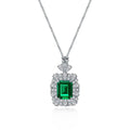 2022 Ins Hot Sale Style Valentines Gift  Emerald 9mm*11mmzircon 925 Sterling Silver Pendant