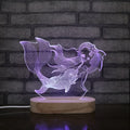 Mermaid and Shark Business Gift Solid Wooden Led Base Lamp Colorful Flashing Mini Night Light Cute Design Lamp Sets
