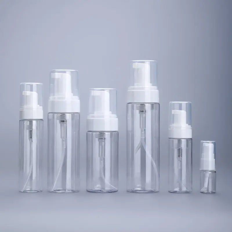 Instock 150ml/200ml/250ml Plastic Cosmetic Bottle with Foam Pump Hand Soap Dispenser Facial Cleanser Cap with Brush Sealing Type