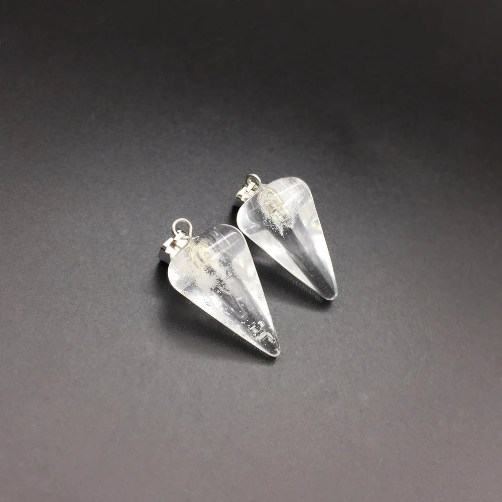 HZ Reiki Yoga Tini Pyramid Jewelry Natural Clear Quartz Dowsing Stone Pendulum Copper Chain Hexagonal Pendant Pendulum Jewelry