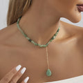 Dainty Natural Stone Necklace Irregular Aventurine Stone Clavicle Necklace Semi-precious Gemstone Charm Chain Jewelry for Women
