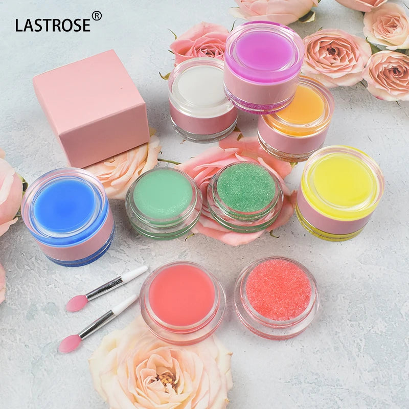 2 in 1 Lip Scrub and Lip Mask Private Label Moisturizing Repair Strawberry Lip Scrub and Balm Set With Brush