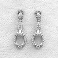 Sterling Silver 6*8mm Semi Mount Stud Eardrops Empty Frame Support Blank Setting S925 Base Without Center Stone DIY for Inlay