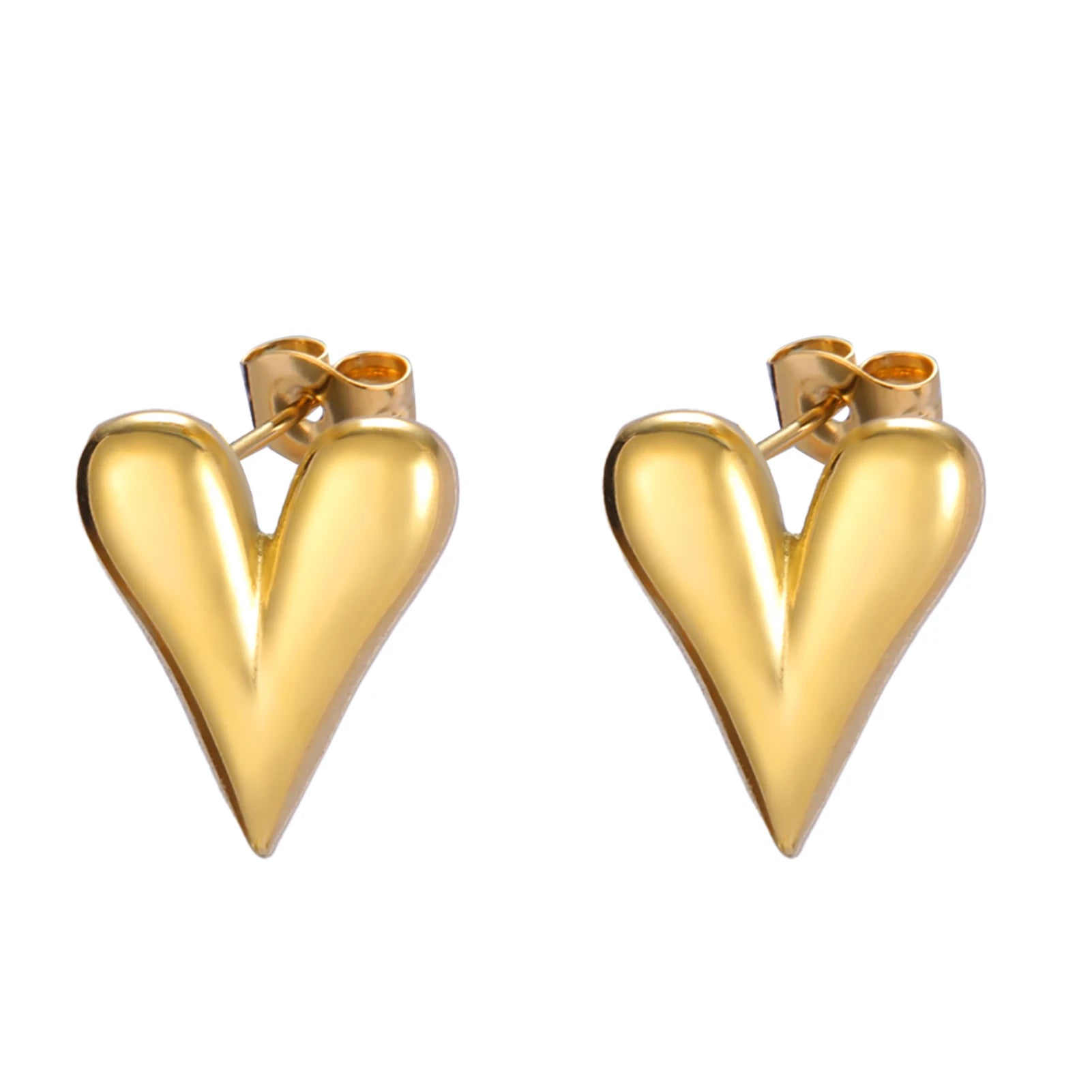 Aesthetic Love Heart Stud Earrings for Women Girl Stainless Steel Stud Earring Trendy Minimalist Jewelry Kpop Fashion Gift
