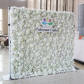 SZ White 3D Flower Wall Roll up Fabric Flowers Wall Wedding Decoration Backdrop Silk Rose Flower Wall Stage Floral Panel