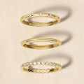 CZ Eternity Band 925 Sterling Silver Women Gold Plated Jewelry Ring Set