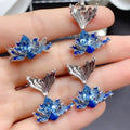 New Design 925 Sterling Silver Fashion Luxury African Natural Topaz Gemstone Necklace Jewelry Sets for Women