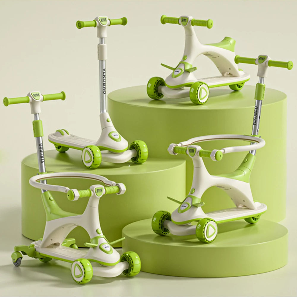 PU Light-Up 3 Wheels Music Kids Kick Scooter Baby Products Aluminium Alloy 5 in 1 Push Kids' Scooters for Children Girls Toys