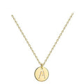 Initial Adjustable 14K Gold-Plated Stainless Steel Children's Necklace Disc Hollowed Engraved Hammered Name Pendant