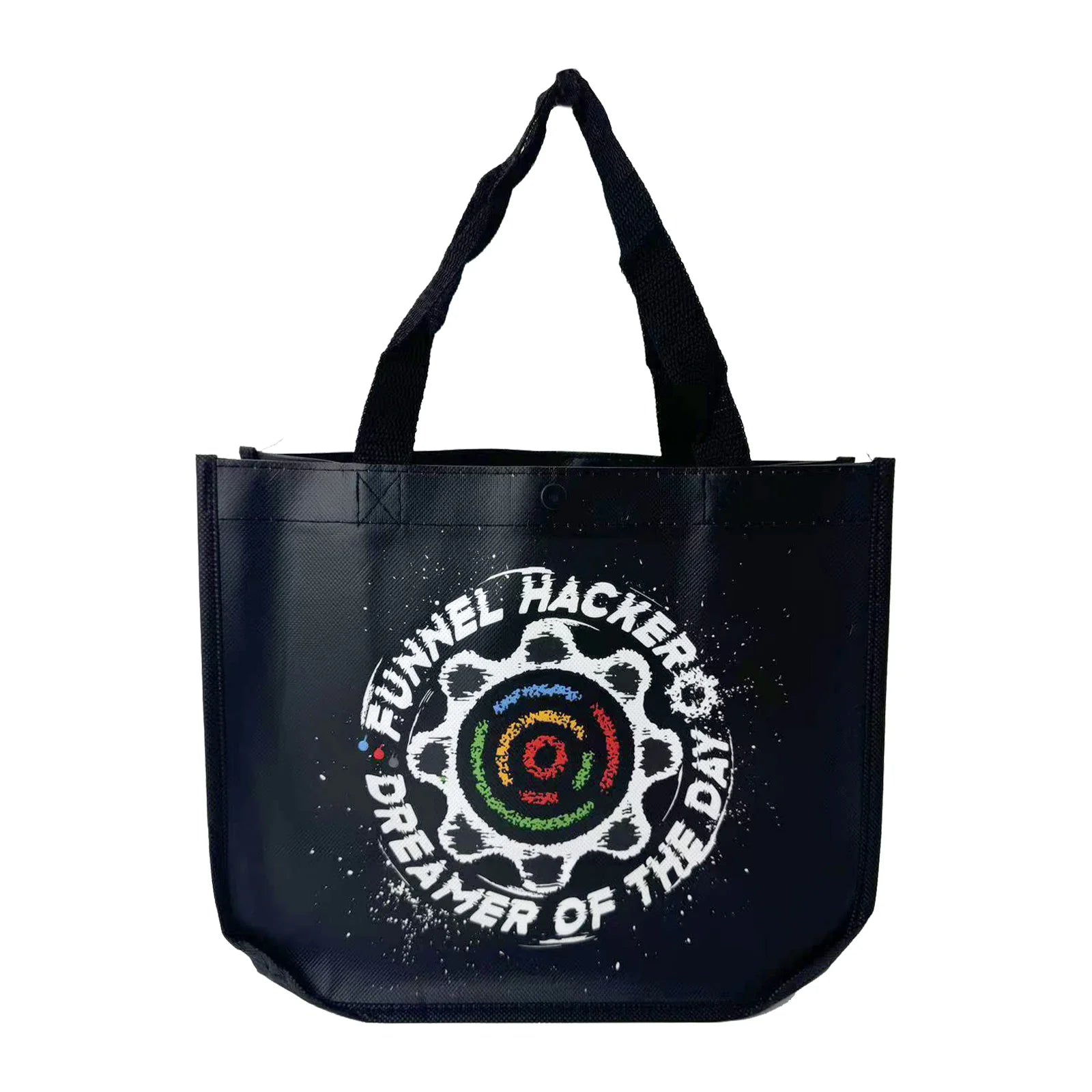 Custom Eco-Friendly Stylish Tote Non-Woven Durable Shopping Bag Hot Curved Corners Letter Pattern Laminated Recycled Durable