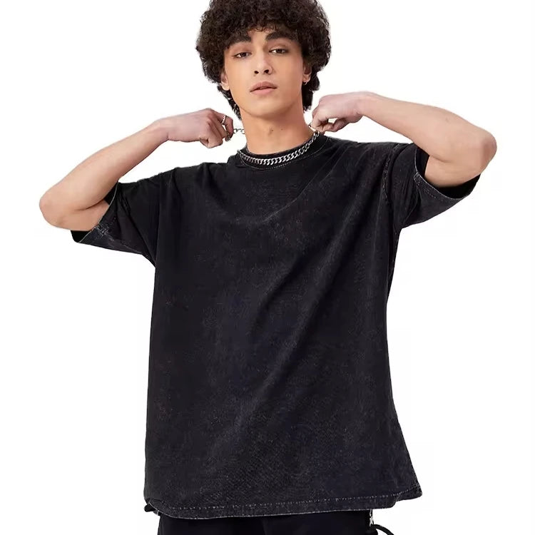 Manufacturers Wholesale Summer Washed Short Sleeve Blank Customized Oversize Men's Cotton T-shirts