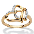 Fashion Brass Alloy Heart Hollow Ring with Zircon Diamond Inlay Charm Simple Finger Rings for Women Jewelry