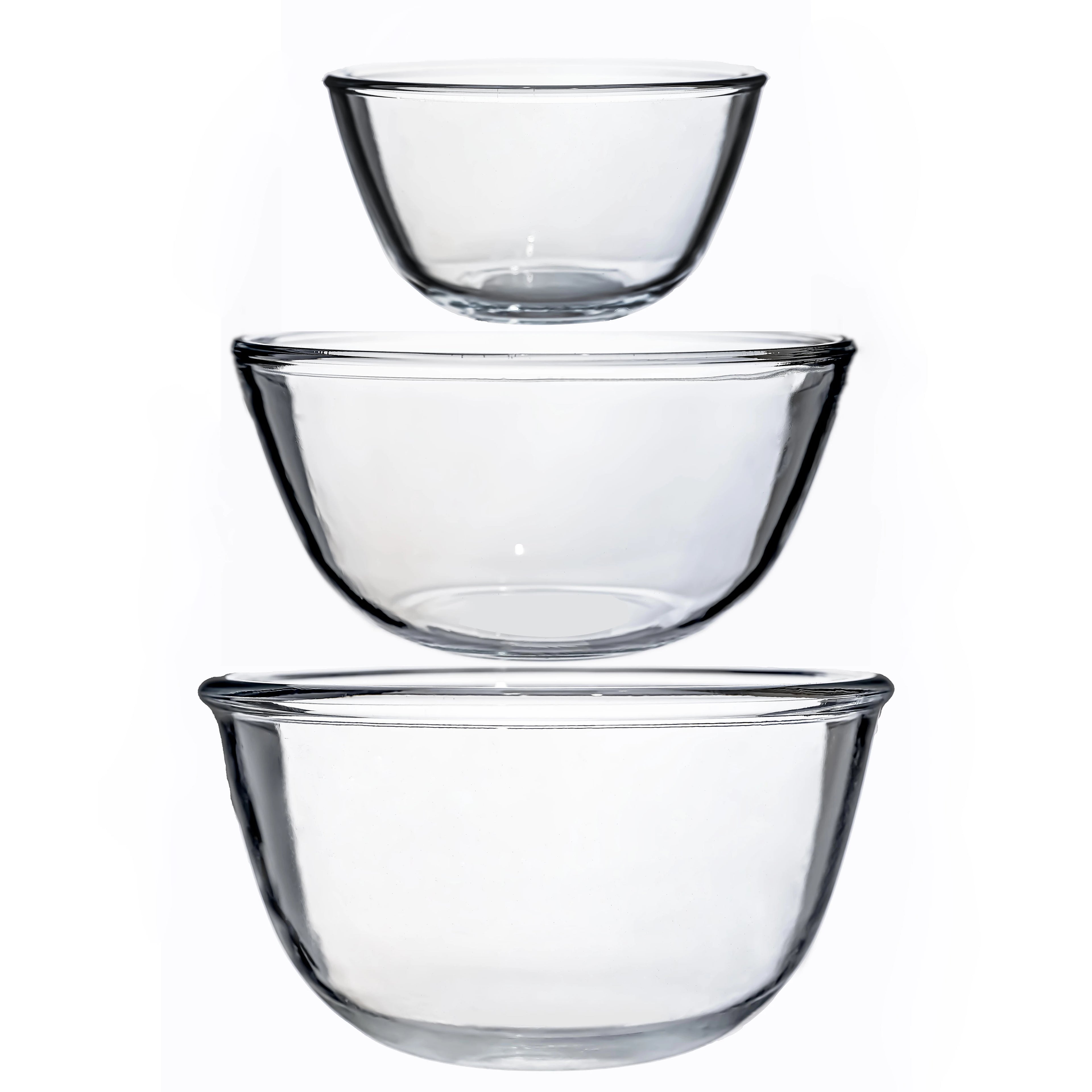 Factory Machine Pressed Transparent Borosilicate Glass Salad Bowl Mixing Bowls Set Kitchen Accessory Baking Food Storage
