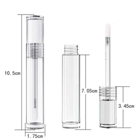 5ml Slender Round Shape Transparent DIY Plastic AS Lip Gloss Tube with Brusher Cosmetic Package