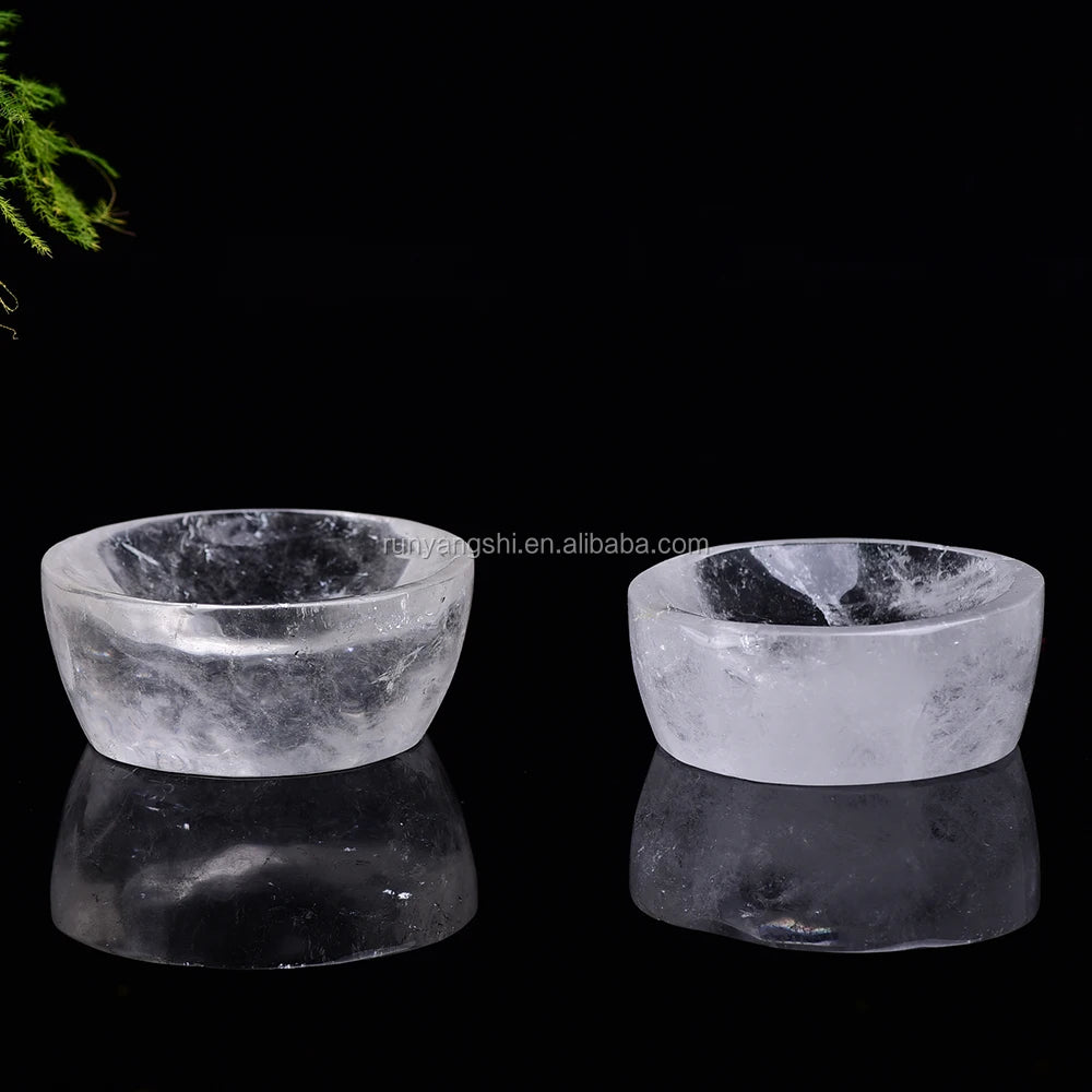 Natural Clear Quartz Crystal Crafts Crystal Round Bowl